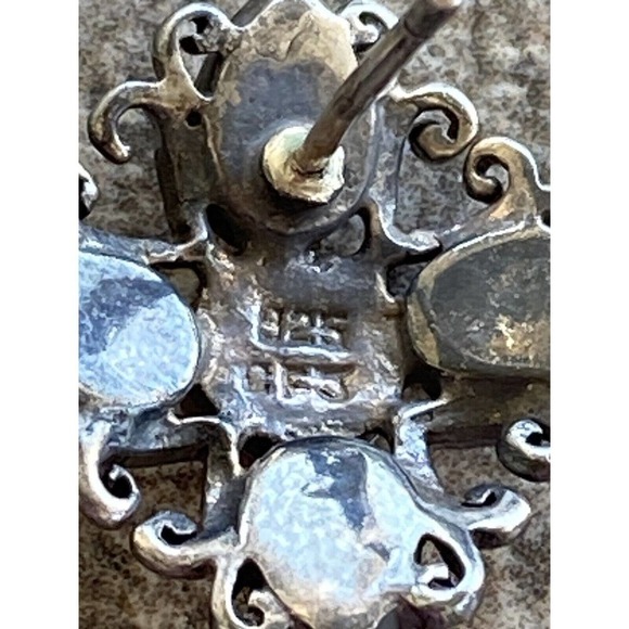925 CFG Sterling Silver Earrings Oxidized Cross Flower 5.05g - Picture 6 of 11
